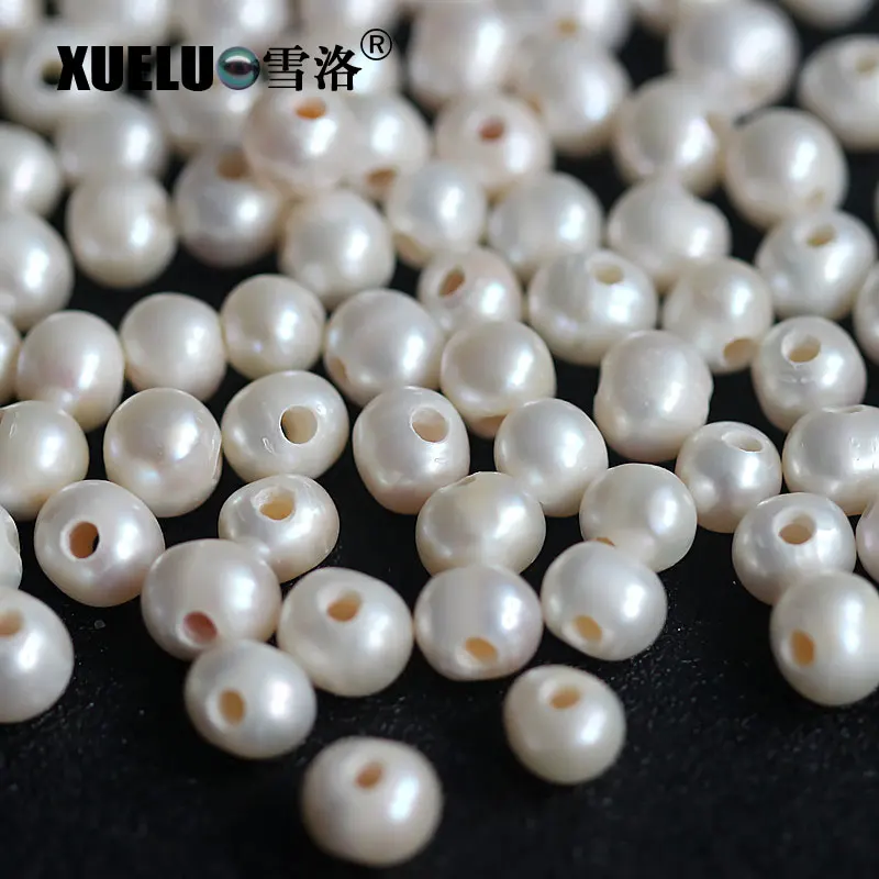 

XUELUO 10pcs/pack 8-9mm Round Natural Real Cultured Freshwater Large Hole Pearl Beads Wholesale for DIY leather jewelry
