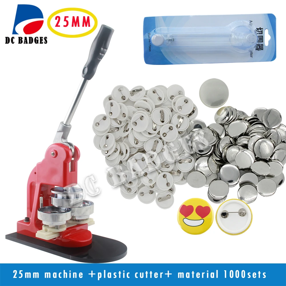US $288.00 Free Shipping 125mm Badge Button Machine Adjust Circle Cutter1000 Plastic Pin Badge Material