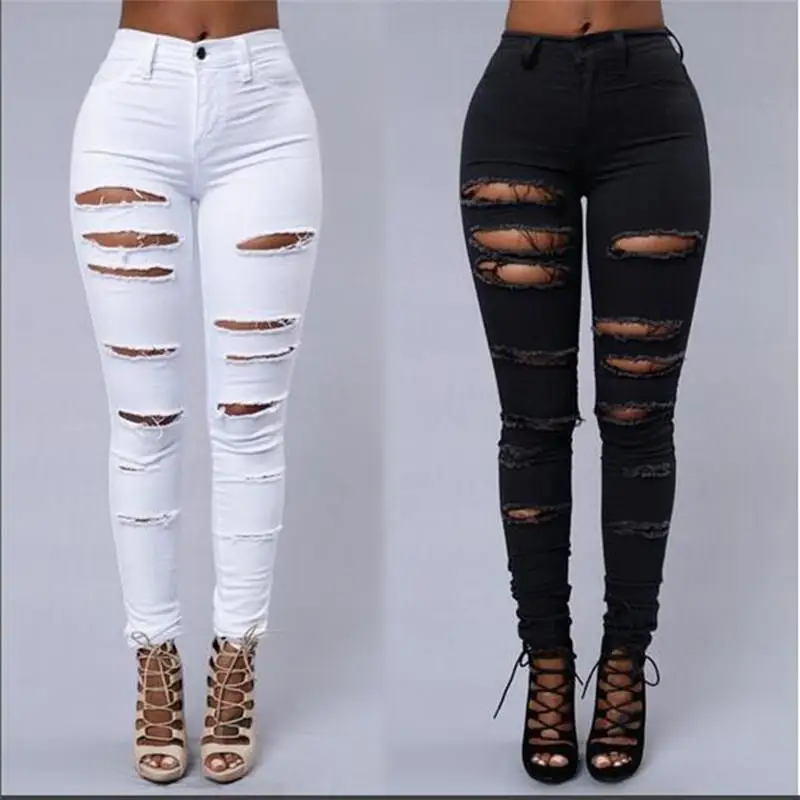 High Waist Jeans Ripped Jeans 