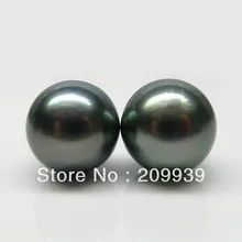 Hj 00120 черный круглый! 2 шт. 11.8 мм из натуральной таити жемчужной сережкой высокий блеск