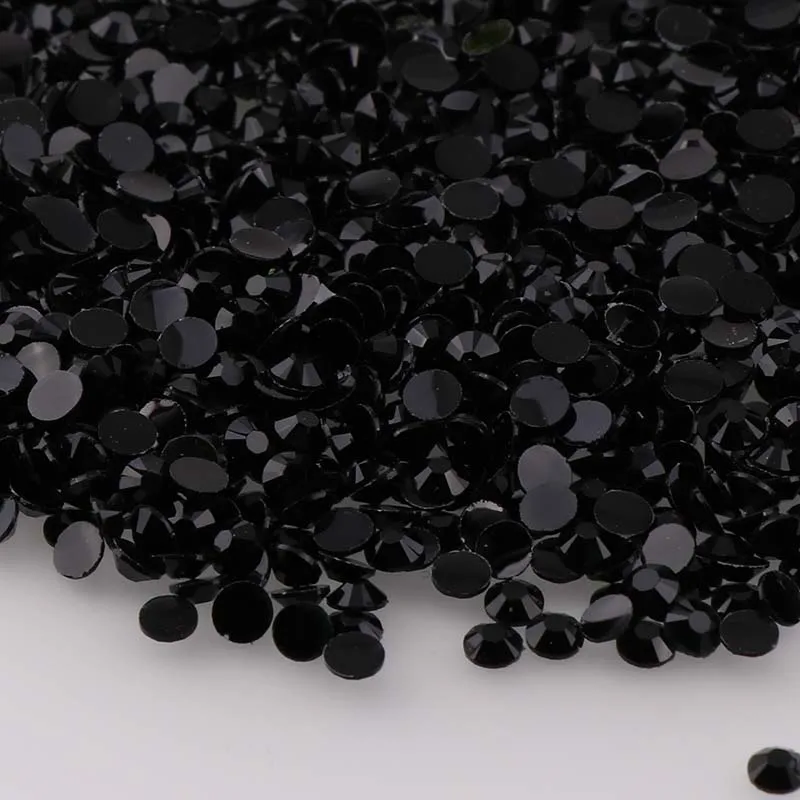 Flatback Rhinestones, Faceted Round, 7mm, 1000-pc, Jet Black