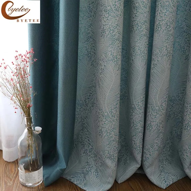 byetee Modern Jacquard curtains for Bedroom Living room Windows Balcony Doors Blackout Fabric Drapes
