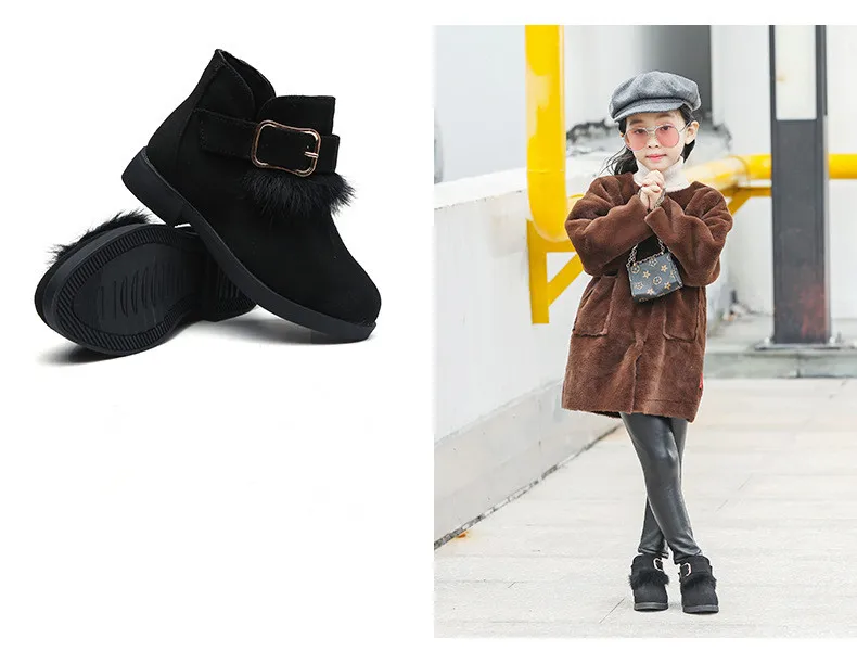 JGVIKOTO/осенне-зимние ботинки для девочек с пушистым мехом; милые теплые хлопковые детские флокированные ботильоны принцессы; шикарные детские ботинки из ткани