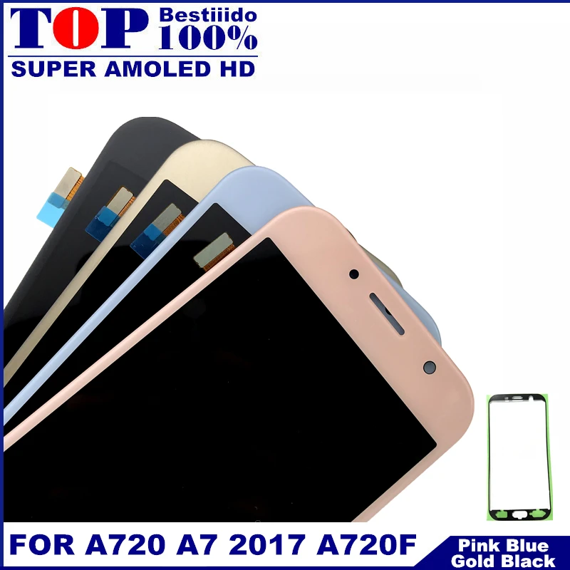 

Tested Replacement AMOLED LCD For Samsung Galaxy A7 2017 A720 A720F A720M LCDs Display with Touch Screen Digitizer Assembly