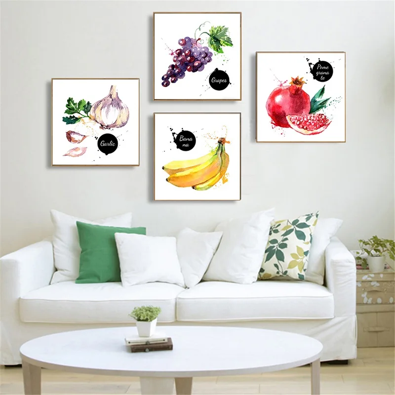 

Watercolor Fruits Pineapple Olive Modern Wall Art Picture Abstract Canvas Painting Home Kitchen Decoration Posters and Prints