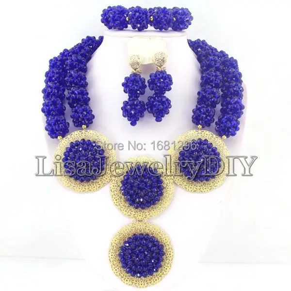 

Fashion Crystal Ball Costume Jewellery Nigerian Wedding African Beads Jewelry Set HD0900