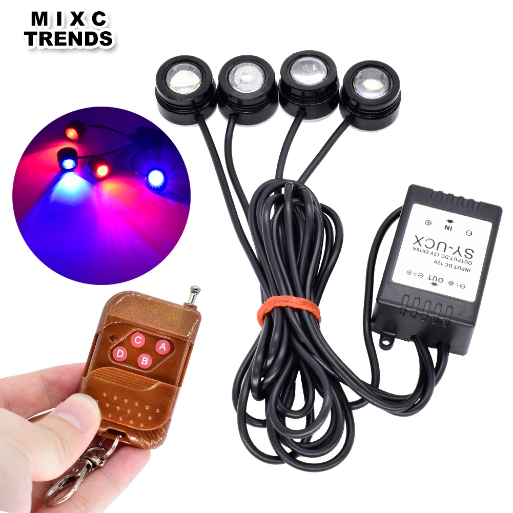 1set Red Blue Ambulance Police Strobe Light 12v Eagle Eye Led Drl 1set Red Blue Ambulance Police Strobe Light 12v Eagle Eye Led Drl Wireless Remote Control Flashing Emergency Warning