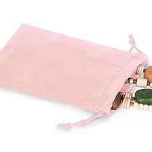 25 шт. бархатные мешочки на шнурках ювелирные изделия подарочные пакеты прямоугольник розовый 9x12 см