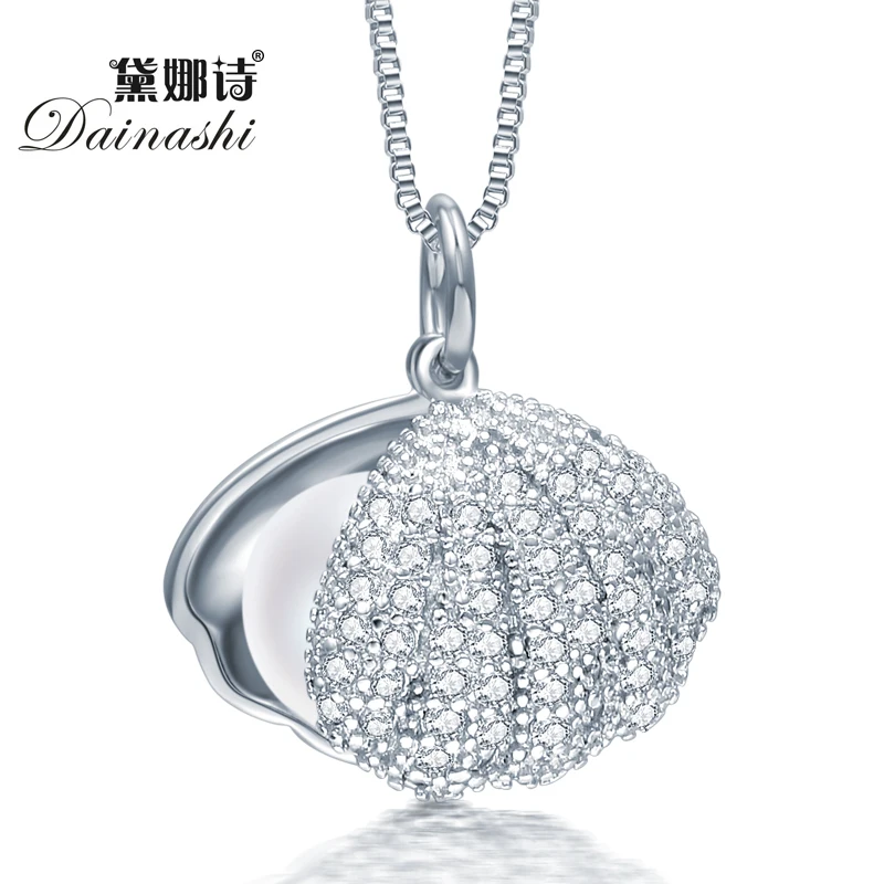 

Dainashi new arrival women shell shape with AAAA bright 925 sterling silver 7-8mm real natural freshwater pearl pendant
