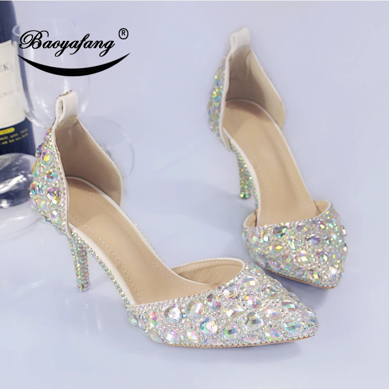 Свадебные туфли с ремешком на щиколотке, украшенные кристаллами; вечерние модельные туфли на среднем каблуке; туфли-лодочки с острым носком; Цвет серебристый, красный; женская обувь на высоком каблуке
