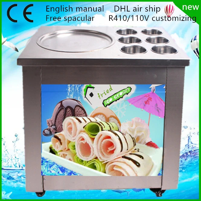 free ship CE 110V 220V fried ice cream maker comm...