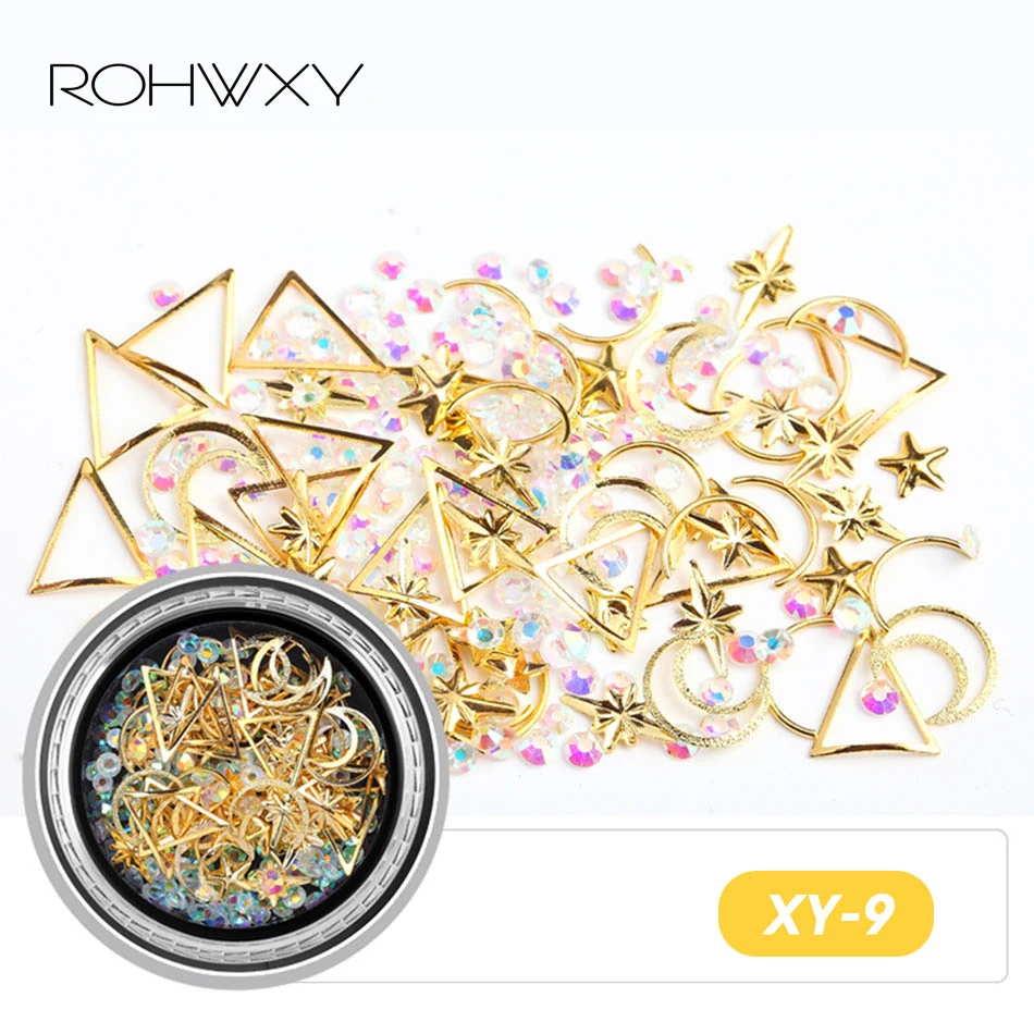 Разноцветные стразы ROHWXY для ногтей, 3D кристаллы, камни для дизайна ногтей, украшения, сделай сам, дизайн, маникюр, бриллианты, подвески для ногтей