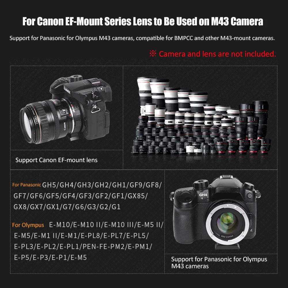 Viltrox EF-M2II кольцо-адаптер для крепления объектива с автофокусом 0.71X для Canon EOS EF объектив для Micro Four Thirds(MTF, M4/3) Объективы для фотоаппаратов