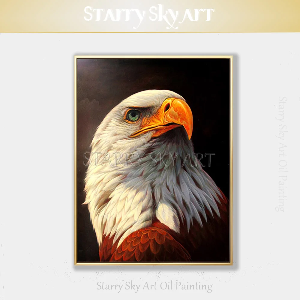Gifted Artist Hand painted Realistic Bird Eagle Oil Painting on Canvas