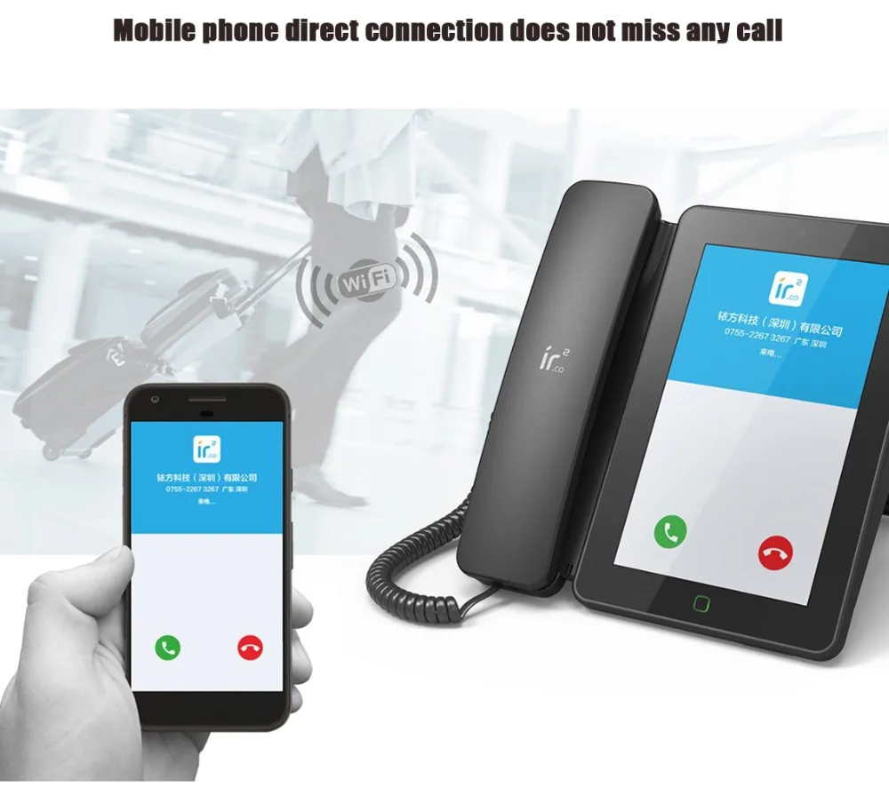 الروبوت الذكية شبكة تليفزيونية الهاتف تعمل باللمس Wifi فيديو الهاتف الثابت مع سرعة الطلب للمنزل مكتب الهواتف الذكية