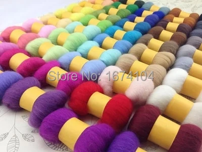 

50 Colors*5g Merino Wool Fibre Roving For Needle Felting Hand Spinning DIY Fun Doll Needlework