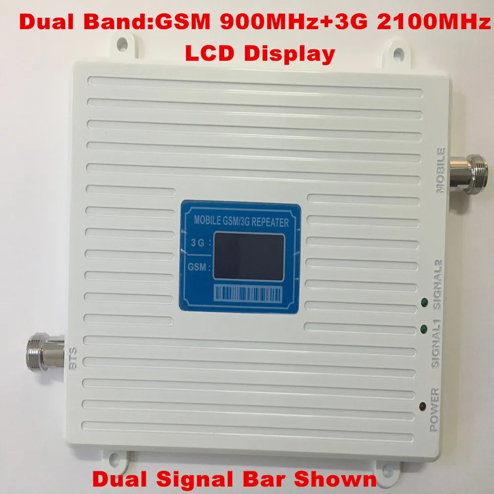 

LCD Display !!! Dual Band GSM 900Mhz W-CDMA 2100MHz 3G Mobile Phone Signal Booster 2G 3G GSM Celular Signal Repeater Amplifier