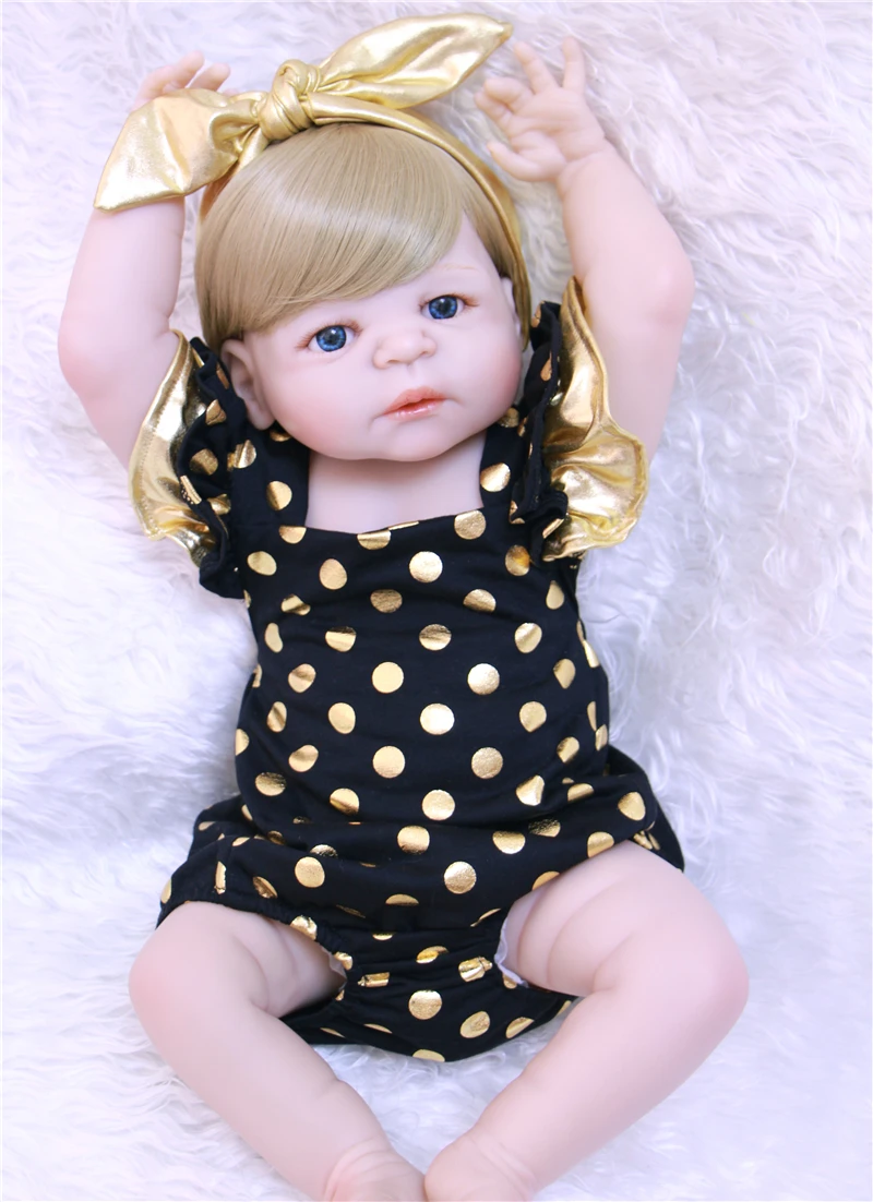 

Blond hair girl bebes reborn 22"NPK full silicone reborn babies dolls for kids toys dolls gift bonecas reborn