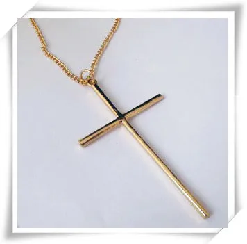 Fashion jewelry long chain metal cross pendant necklace  N711