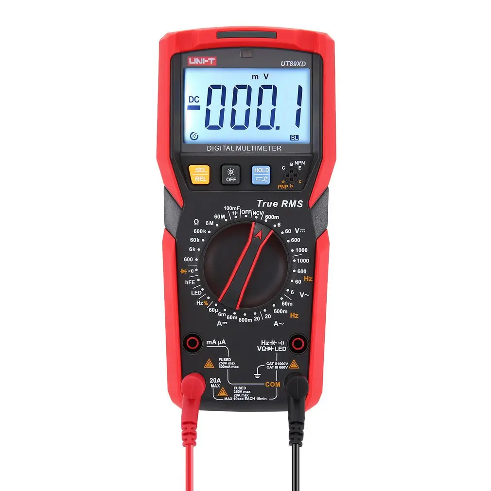 Digital UT89XD True RMS цифровой мультиметр DC/AC Амперметр напряжения вольтметр NCV/конденсатор/Триод/светодиодный Тест Тестер