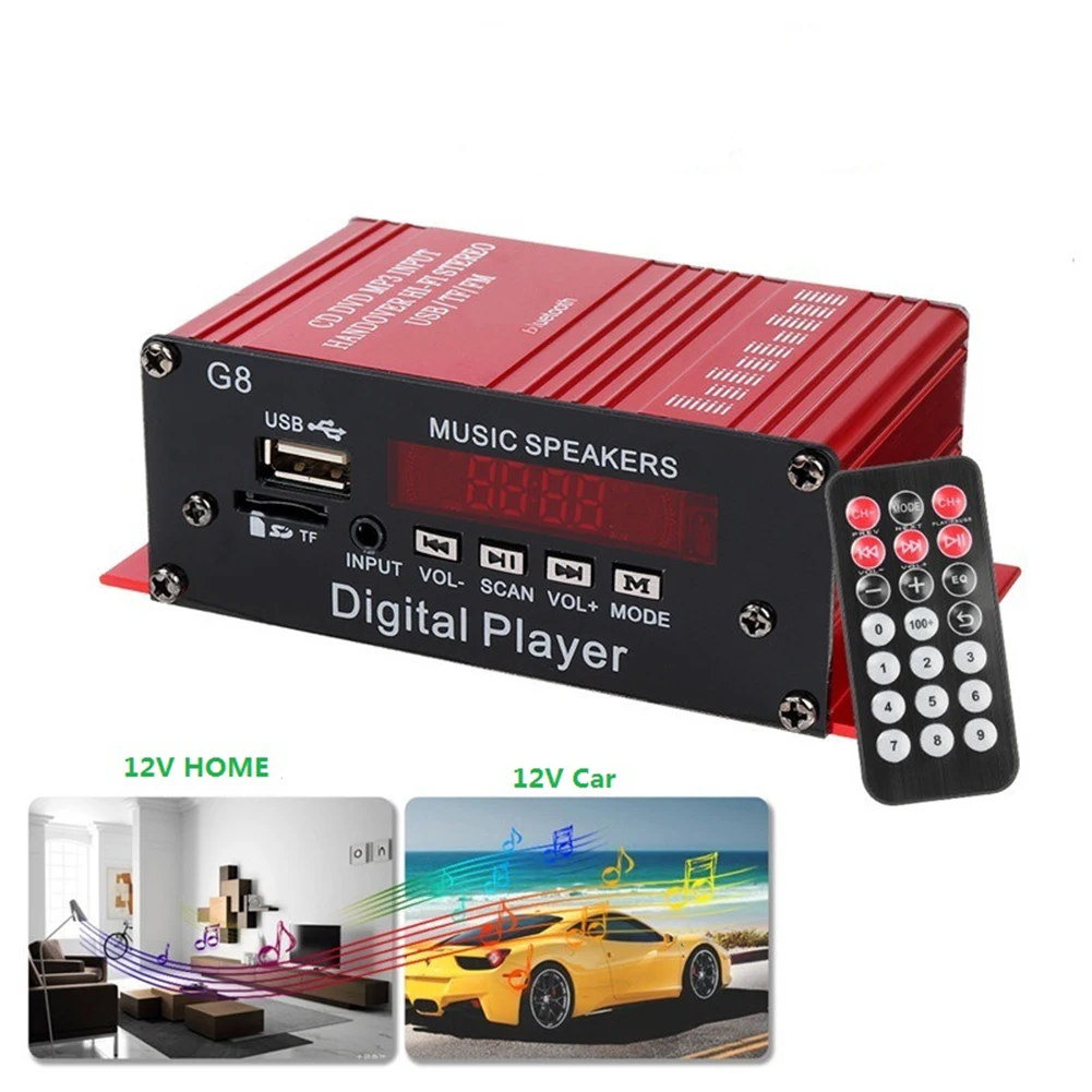 12V Auto bluetooth Stereo Amplifiers Car Audio Amplificador HIFI Audio Power Amplifier FM Radio