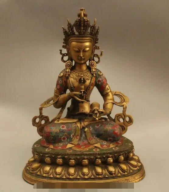 

S6267 18"Chinese Tibet Buddhism Cloisonne Purple Bronze Gild Vajrasattva Buddha Statue D0318