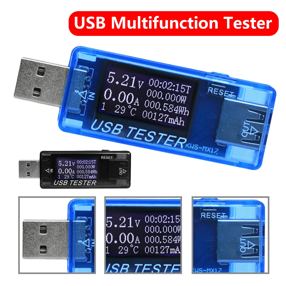 

USB charging current/voltage tester detector USB voltmeter ammeter 8 in 1 Digital voltmeter current voltage Capacity meter