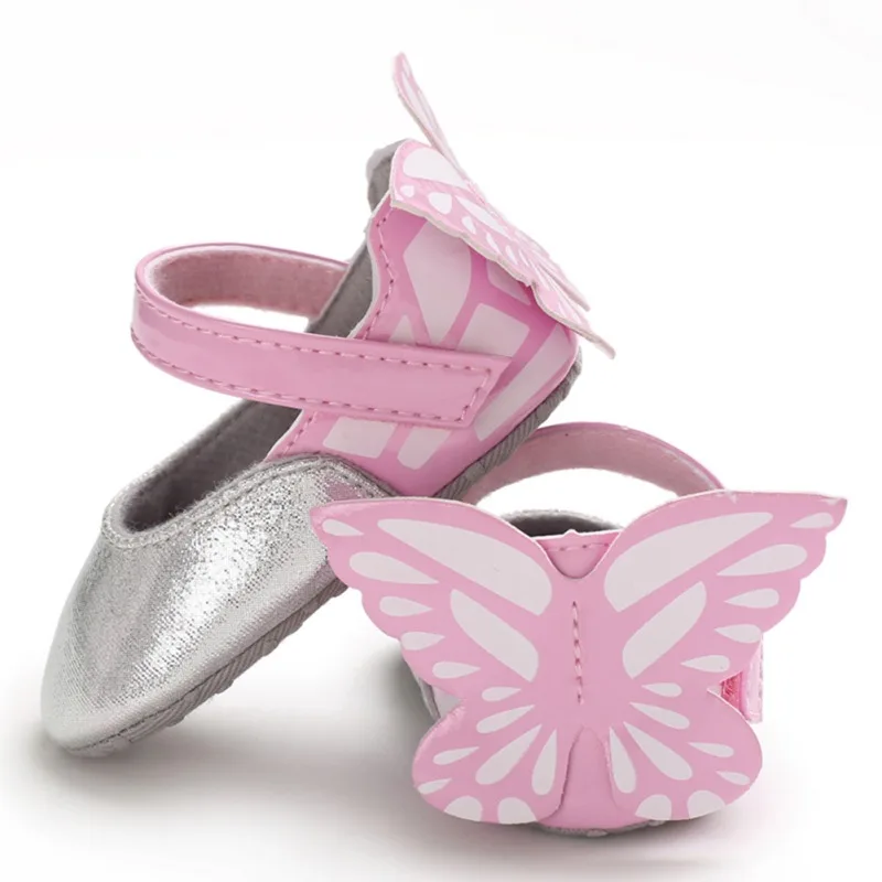 

Cute PU Baby Girls Shoes Autumn Spring Butterfly Design Crib Shoes Princess Party Dance Soft Sole Anti-slip First Walkers Shoes