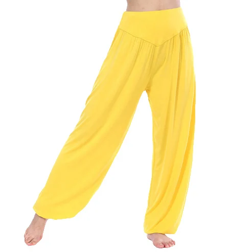 Новинка, женские повседневные штаны-шаровары, штаны для танцев с высокой талией, свободные длинные шаровары для танцевального клуба, брюки размера плюс, SB511 - Цвет: yellow