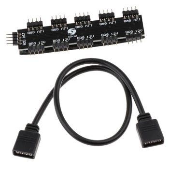 

1 Pcs RGB Hub Controller 12V 4-Pin RGB Interface 1-10 Controller Fan Dimming Hub For Universal PC Desktop Computer Motherboards
