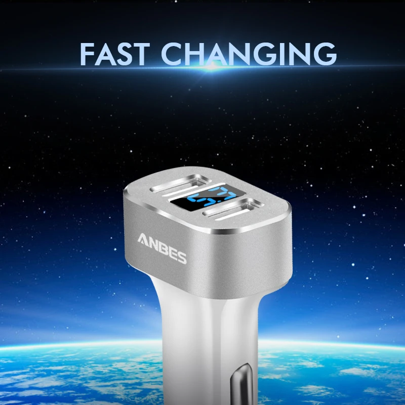 ANBES USB Car Charger Adapter Quick Charge 3.0 Digitale LED Voltage/Stroom Display Auto Fast Car Charger Voor Smart telefoon/Tab