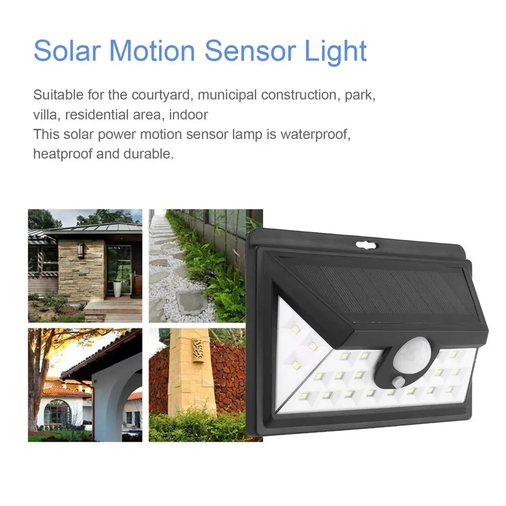 

2PCS Waterproof Solar PIR Energy Saving Induction Motion Sensor LED Lamp Wide Angle Design With 3 Modes 24LEDs