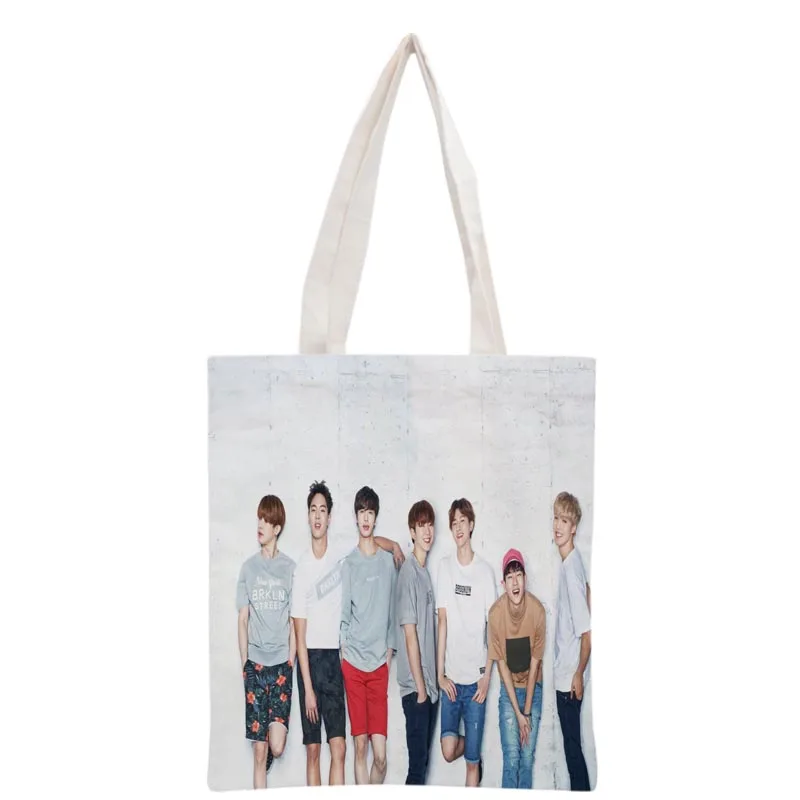 Monsta X сумки Корея-поп печать холст сумка многоразовые складные холщовые женские сумки 30x35 см на заказ Ваш образ - Цвет: 13