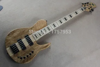 

Factory direct custom shop 100% New butterfly logo with active pickup Set Neck 5 String electric bass guitar natural color
