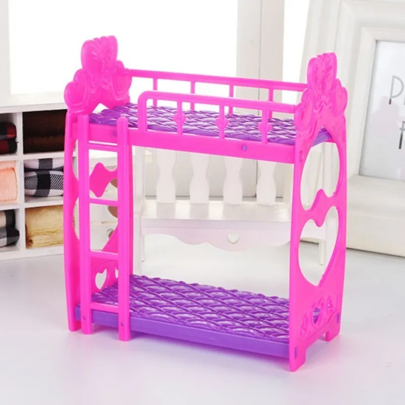 DCM-Mini-Play-House-Plastic-Bed-For-Doll-Accessories-Pretend-Detachable-Toys-Girls-Love-Bunk-Double (1)