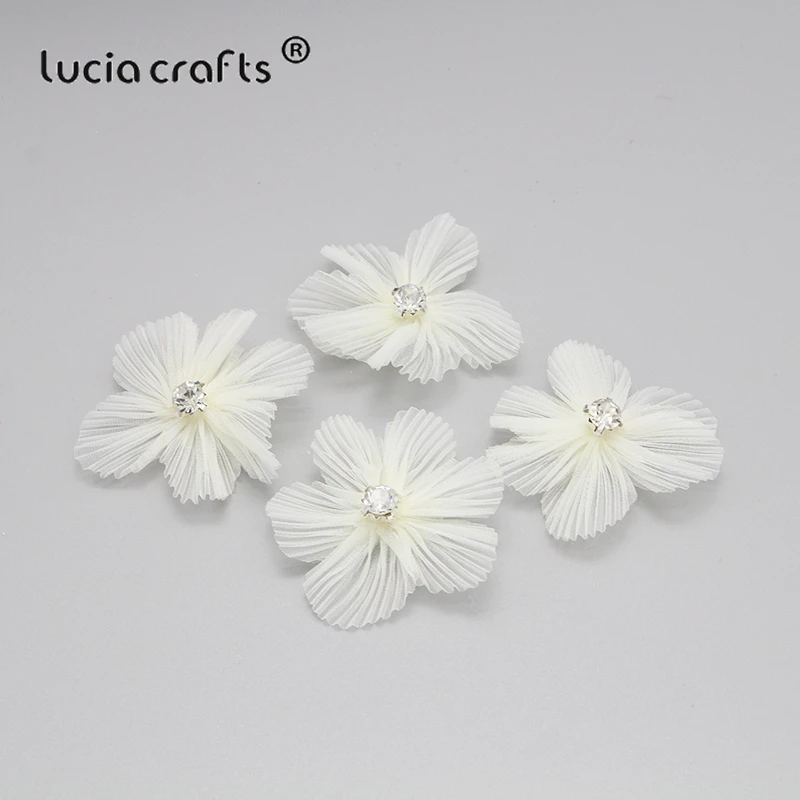 Lucia crafts 12 шт. 50 мм снег пряжа цветок со стразами бант головные уборы DIY шпильки Швейные аксессуары B0812
