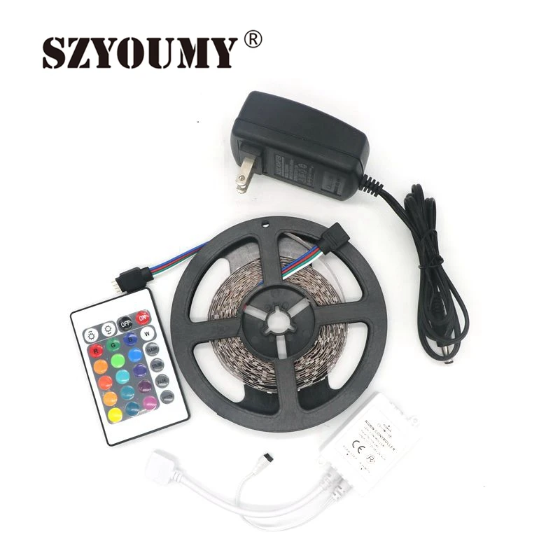 SZYOUMY 2835 SMD RGB Светодиодные ленты свет строка ленты Декор лампы ленты с 44/24 клавиши ИК-пульт дистанционного управления 2A мощность адаптер Blster