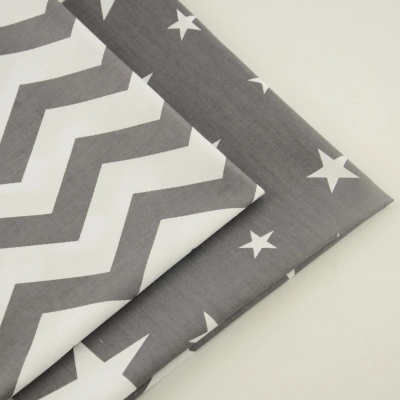 Белый и серый цвет хлопок ткань с набивным рисунком для Babay хлопковое постельное бельё занавеска подушка кукла Пэчворк 50 см x 160 см