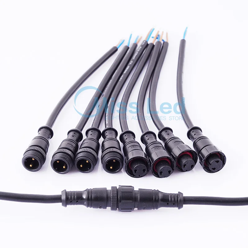 5 pairs 2pin 2 Core Waterproof connector led,BLACK,Engineering Plastics