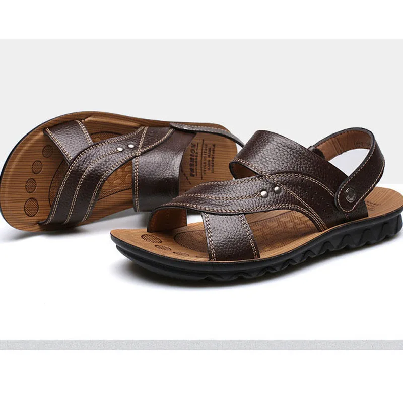 2019 Men's Beach Shoes Casual Sandals High Quality Genuine Leather Non-slip Men's Slippers Sandals Holiday Leisure Men's Shoes 2019 Men's Beach Shoes Casual Sandals High Quality Genuine Leather Non-slip Men's Slippers Sandals Holiday Leisure Men's Shoes