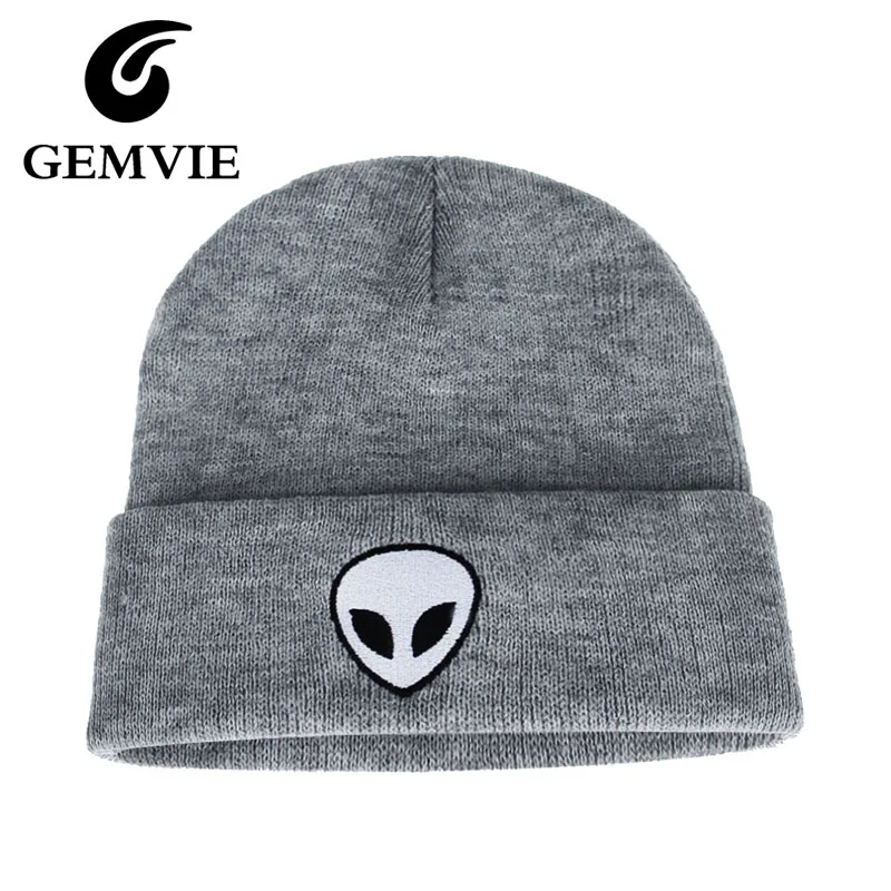 

New Year Gift Alien Winter Hat 2016 Knit Hats For Women And Men Casual Embroidery Cotton Hat Winter skullies beanies caps