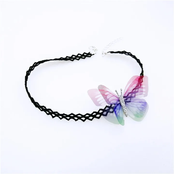16 10pcs Colorful Butterfly For Wedding Gifts For Guests Lace Choker Necklace Double-Layer Tulle Butterfly Wedding Bridesmaid Decor