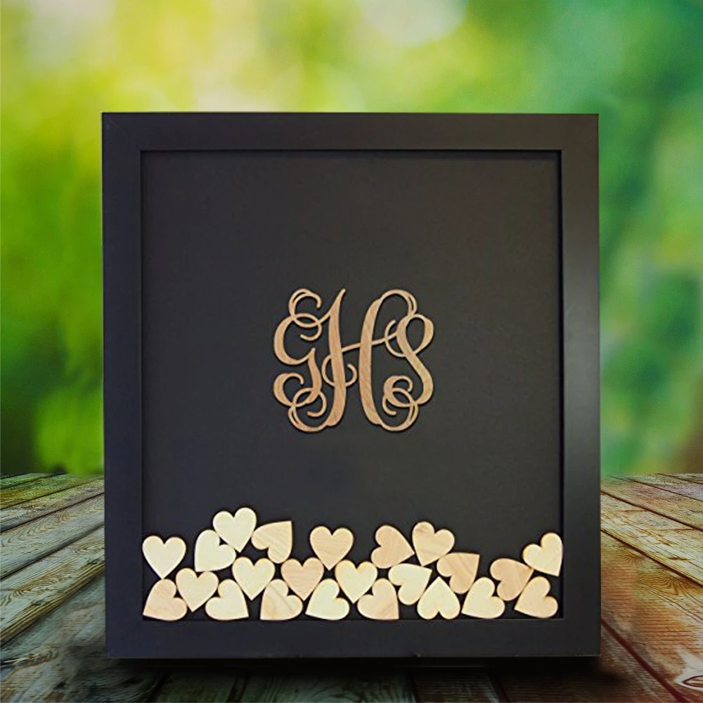 Monogram Wedding Guest Book Drop Box Black Guest Book Frame Alternative Drop Heart Guestbook Wedding Gift Signature Guest Books Aliexpress