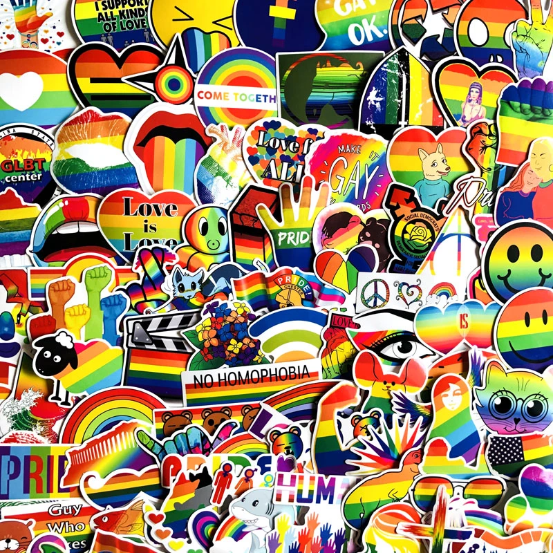 100Pcs Gay Pride Rainbow Hand Reflective Car Sticker Decal PVC