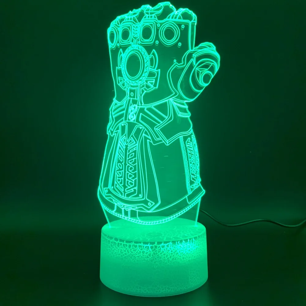  3d Led Night Light Lamp Marvel Thanos Glove Design Home Decoration Crafts Boys Bedroom Nightlight C - 33004066286