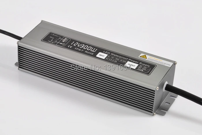 

High Quality Aluminium DC12V 25A 300W Waterproof Power Supply IP67 LED Transformer Free Shipping