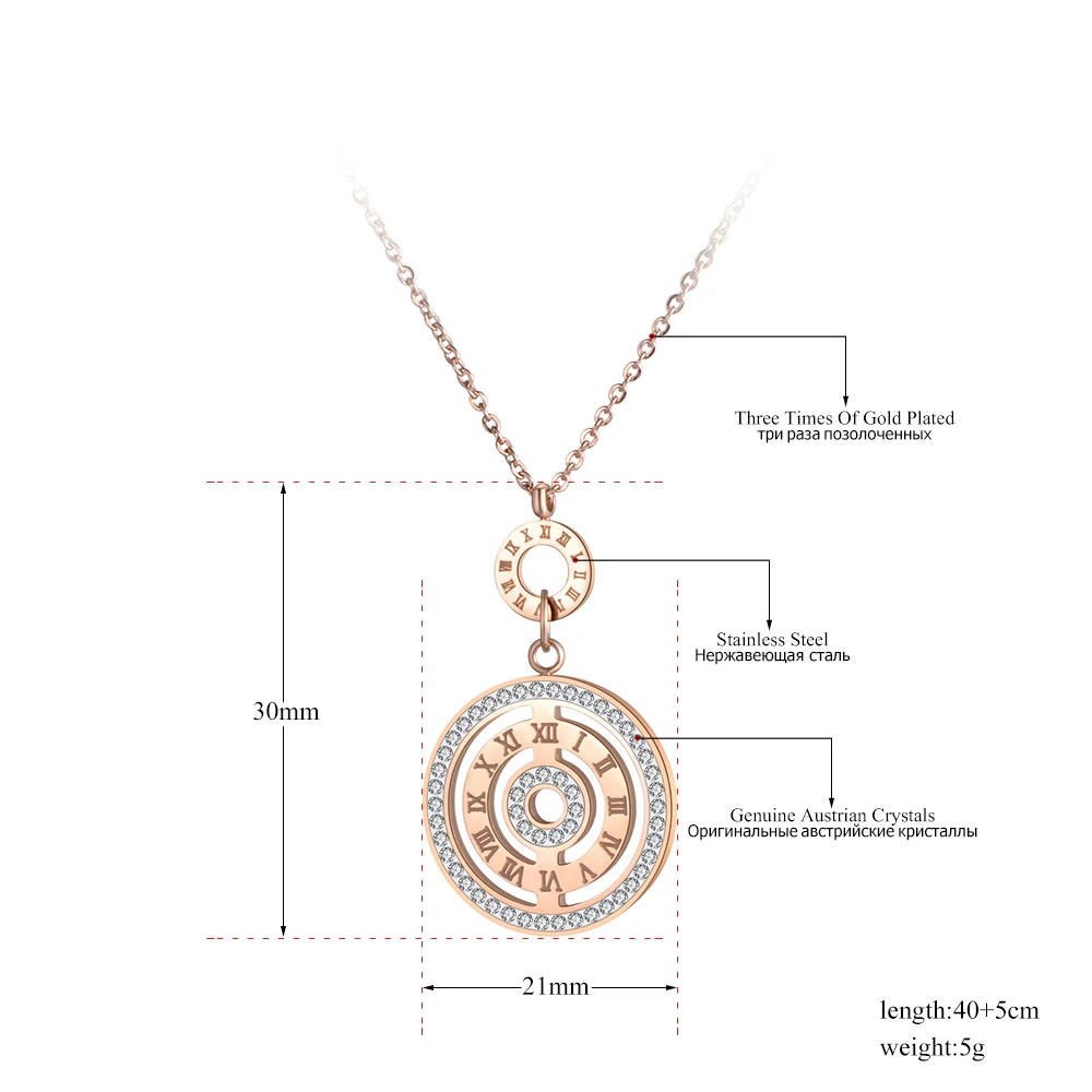 Lokaer, Трендовое ожерелье с подвеской из циркона ААА, нержавеющая сталь, розовое золото, цыганские цифры, круги, чокеры, ожерелье s для женщин N19045