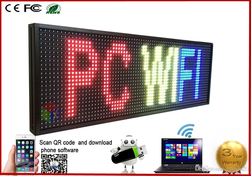 WiFi светодиодный знак, светодиодный программируемый электронный P13 RGB цветной наружный знак светодиодный дисплей 3" X 14" открытая бегущая доска для сообщений