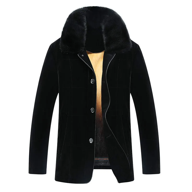 AYUNSUE настоящая норковая шуба мужская зимняя куртка мужская Золотая норковая меховая теплая парка Homme теплая плюс размер пальто из норки M16D01455 KJ1545