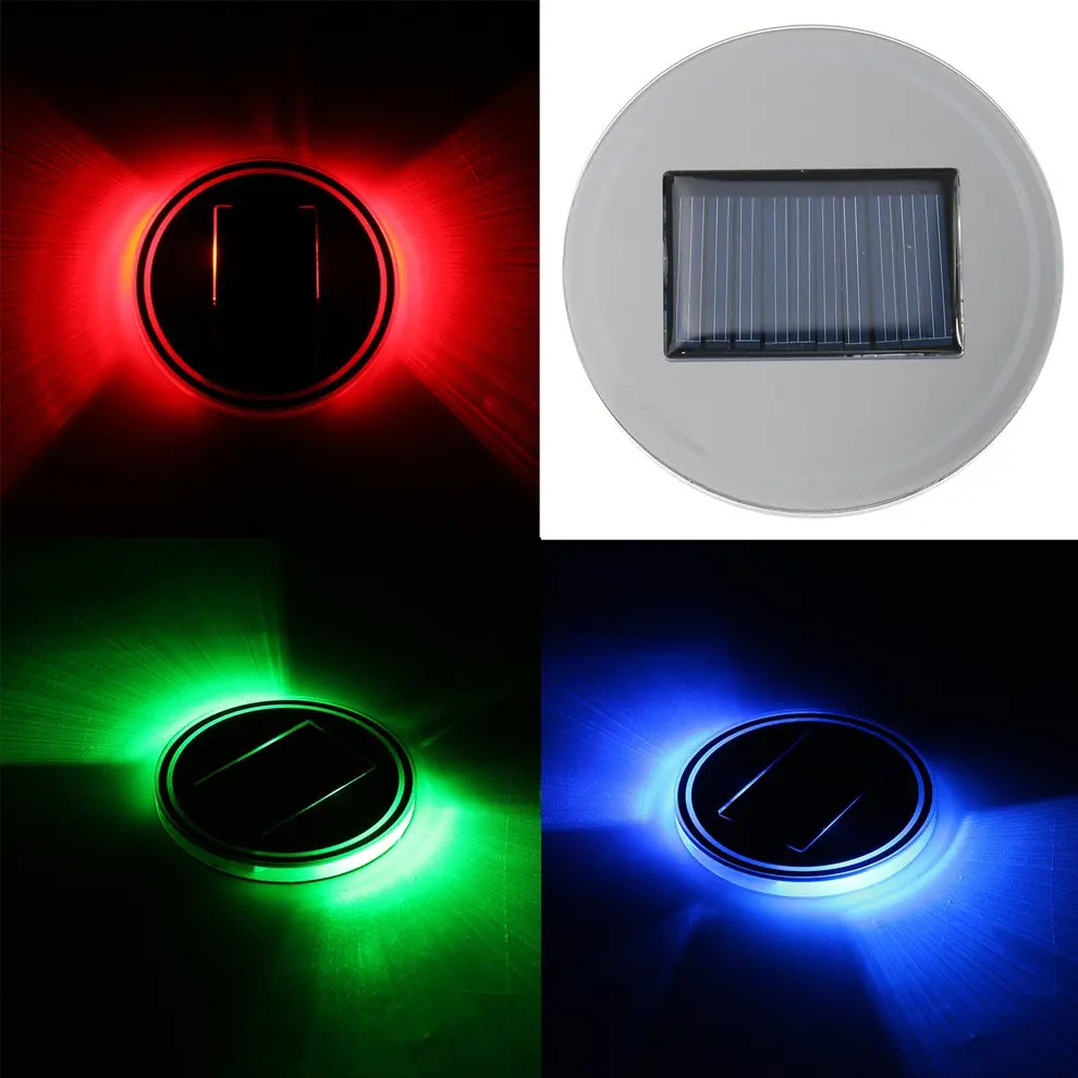 

6.8cm Car Led Solar Cup Holder Car Cup Bottle Holder Mat Pad LED Light Trim For All Car Models Interior